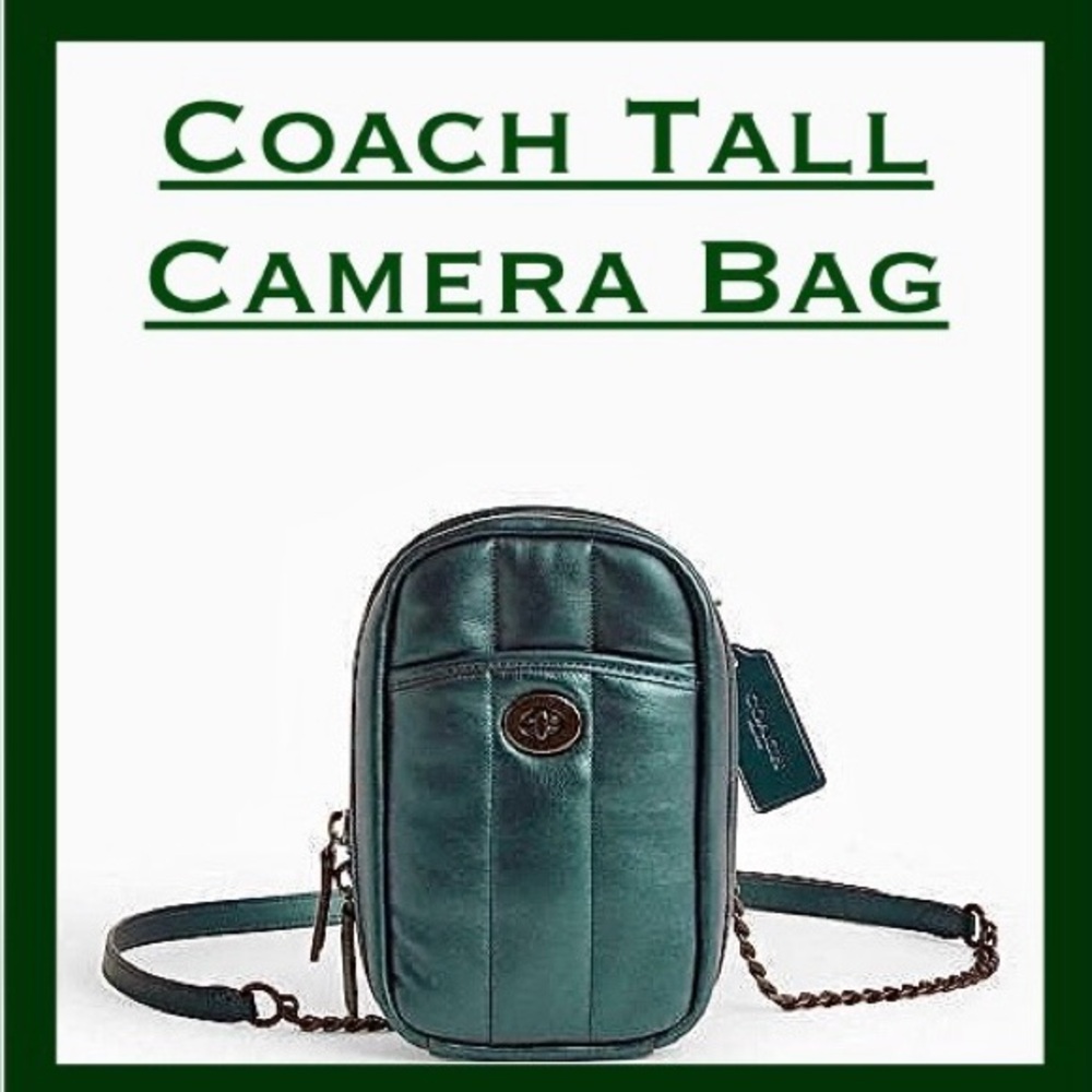 Coach Metallic Green Tall Camera Bag W/ Quilting Hard To Find NWT MSRP: $325.00 - Picture 6 of 16